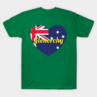 Glenorchy TAS Australia Australian Flag Heart T-Shirt